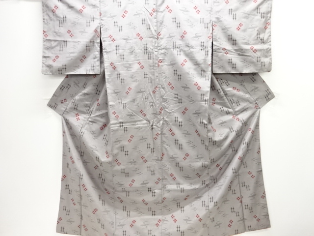JAPANESE KIMONO / ANTIQUE KIMONO / SILK / TSUMUGI / WOVEN KASURI PATTERN